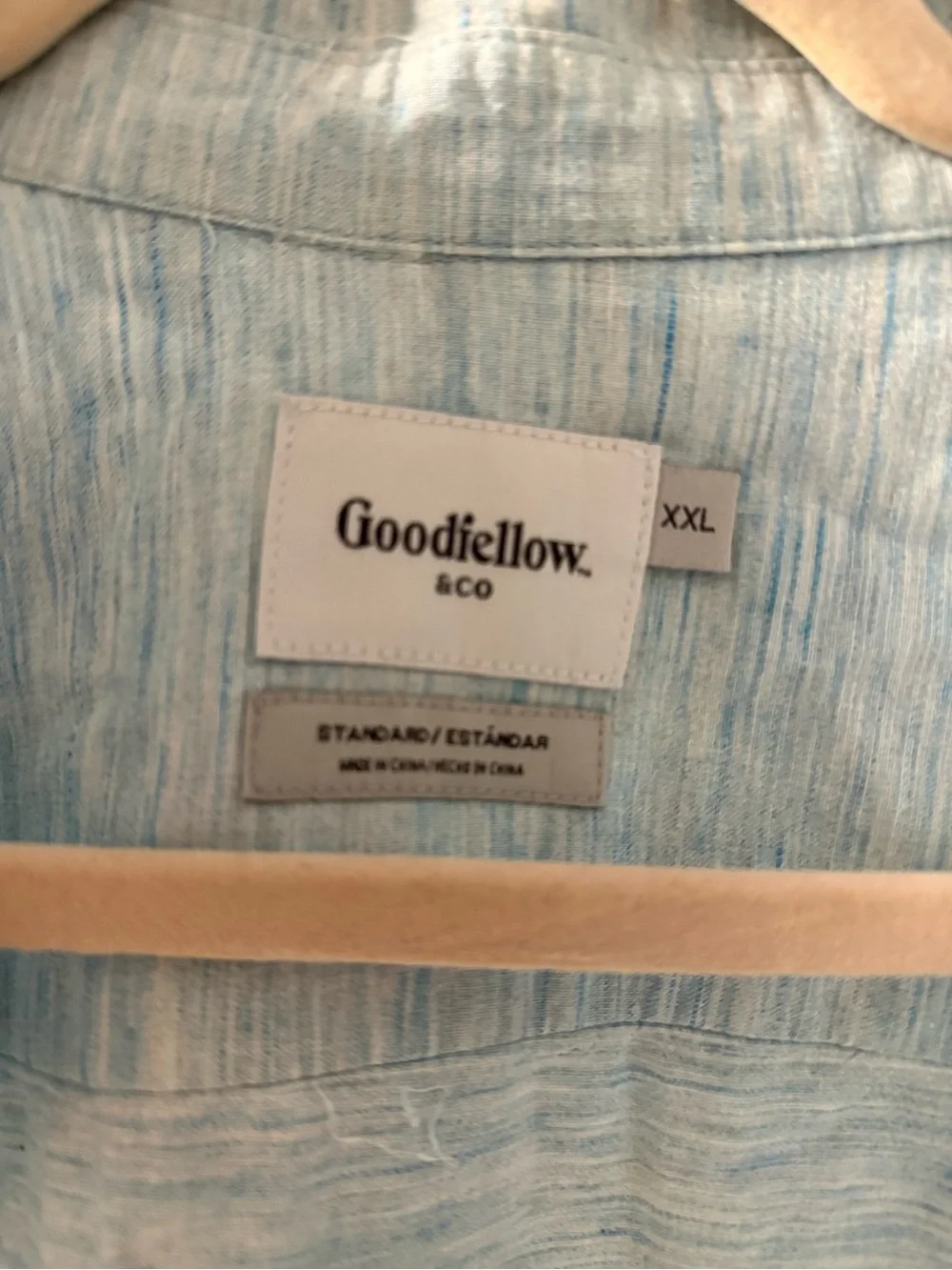 Goodfellow & Co Light Blue Short-Sleeve Linen-Blend Button Down Shirt